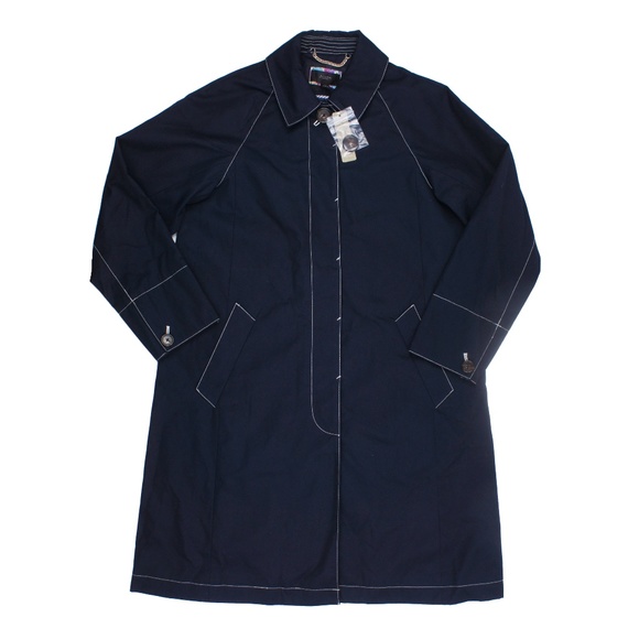 New JCREW Navy Blue Topstitch Trench Coat - Picture 3 of 5